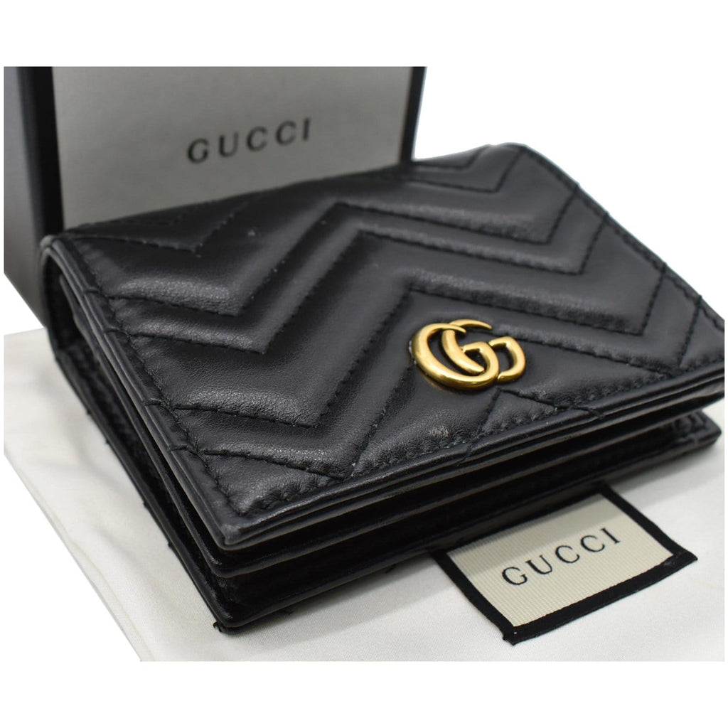Gucci Marmont GG Matelasse Leather  Case Wallet Black 466492