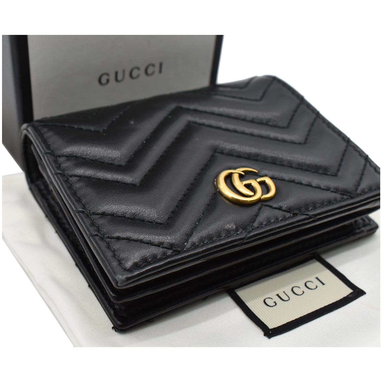 Gucci Marmont GG Matelasse Leather  Case Wallet Black 466492