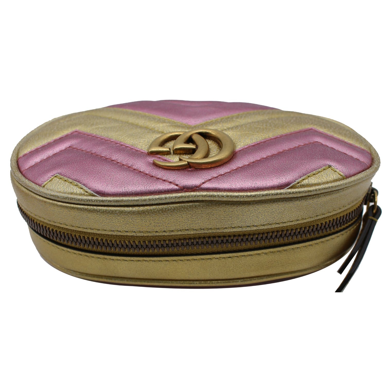 GUCCI GG Marmont Matelasse Metallic Calfskin Leather Belt Bag Gold Pink 476434 - 10% OFF