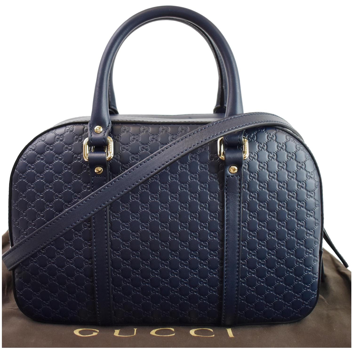 GUCCI Microguccissima Small Leather Crossbody Bag Navy Blue 510286