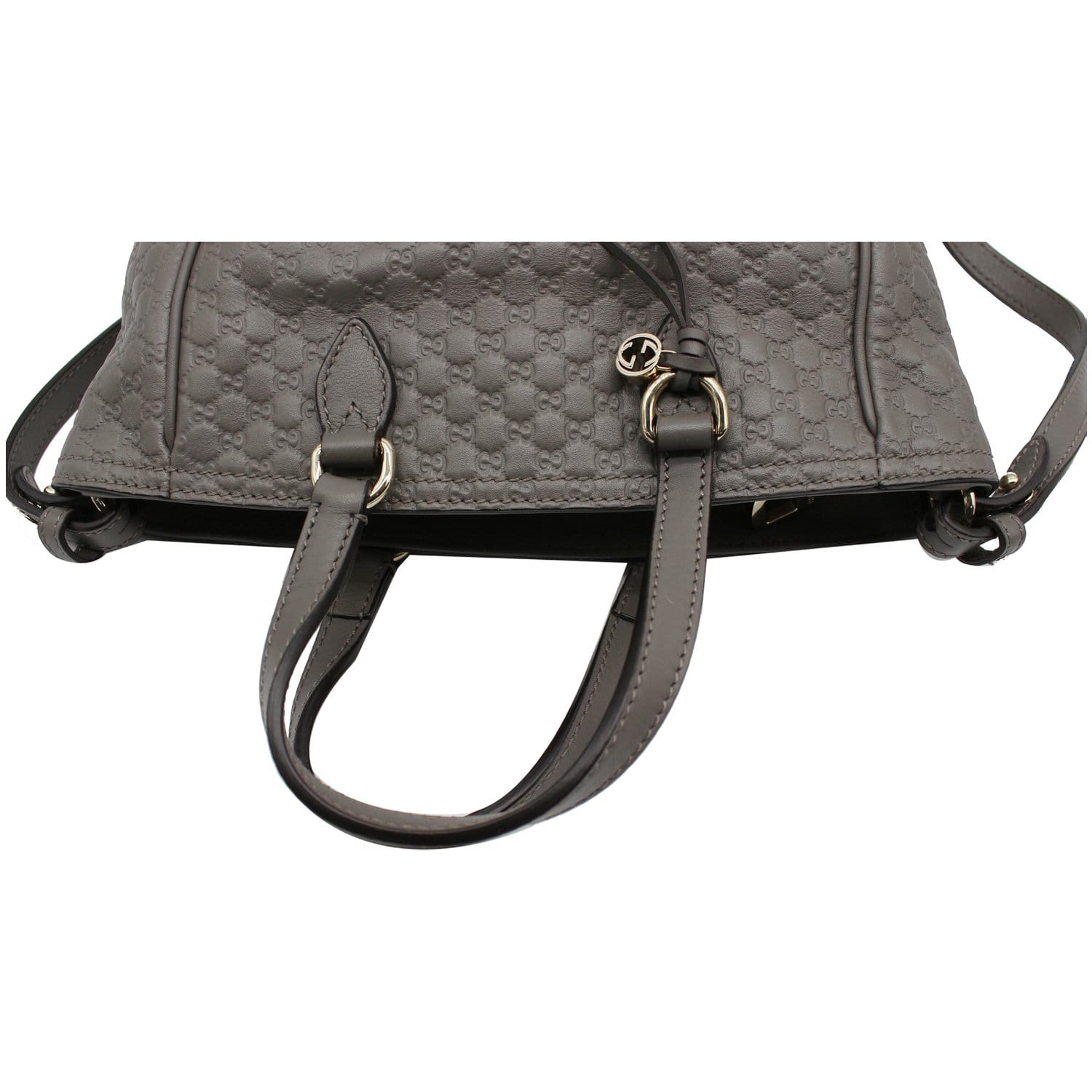 GUCCI Small Bree GG Guccissima Leather Tote Crossbody Bag Grey 449241