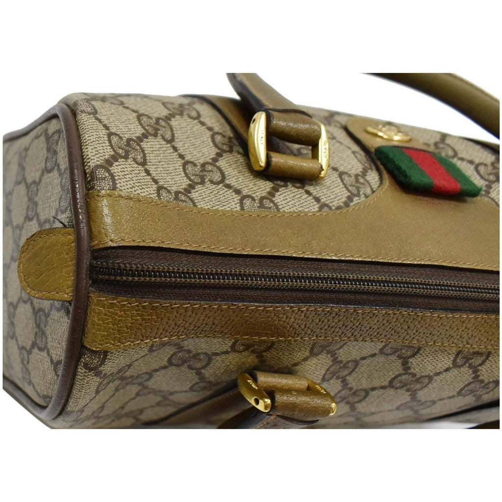 GUCCI Vintage Doctor GG Canvas Boston Satchel Bag Beige