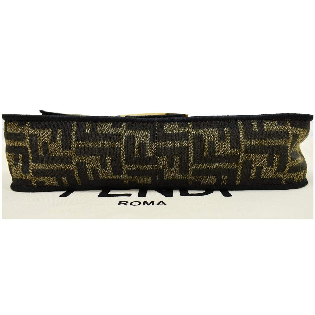 FENDI Mini Baguette Zucca Canvas Shoulder Bag Brown