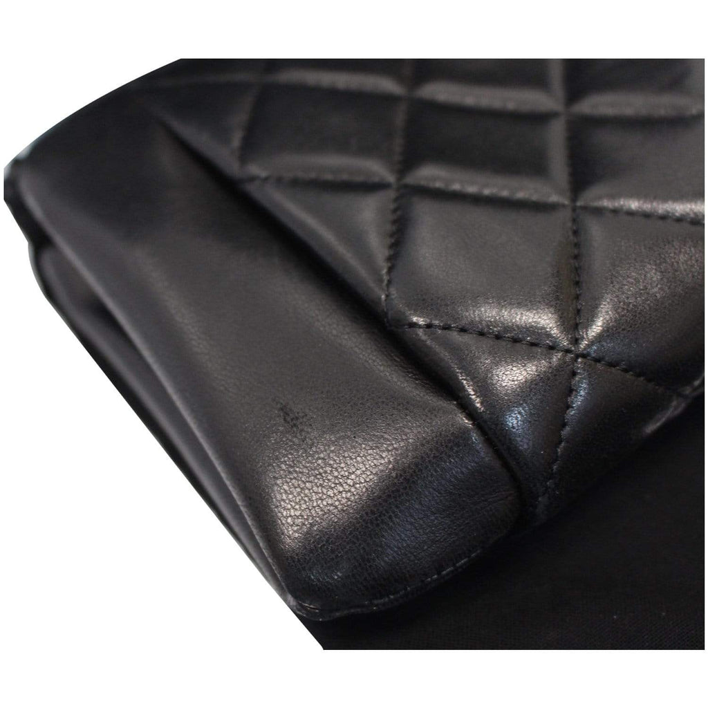 CHANEL Timeless CC Lock Lambskin Leather Clutch Bag Black - 25% OFF