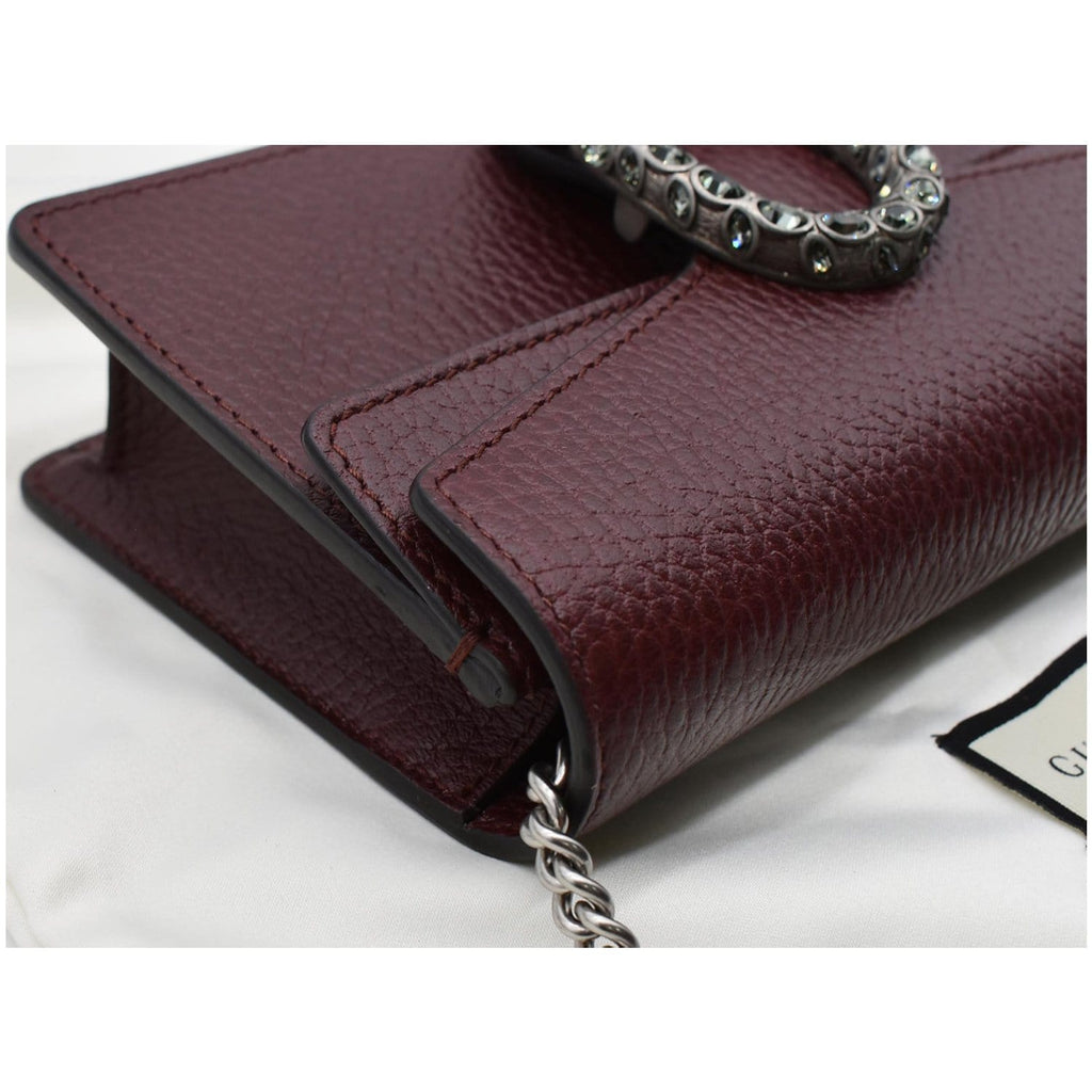 GUCCI Dionysus Super Mini Leather Shoulder Bag Burgundy 476432