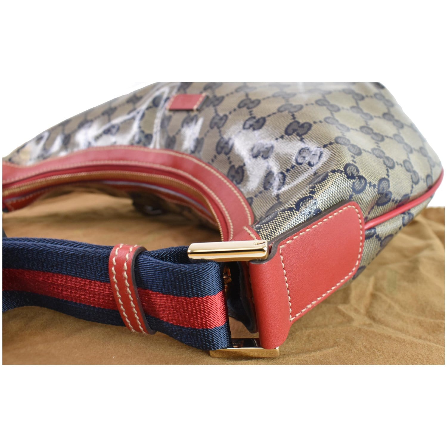 GUCCI GG Canvas Web Messenger Bag Red/Navy 181092