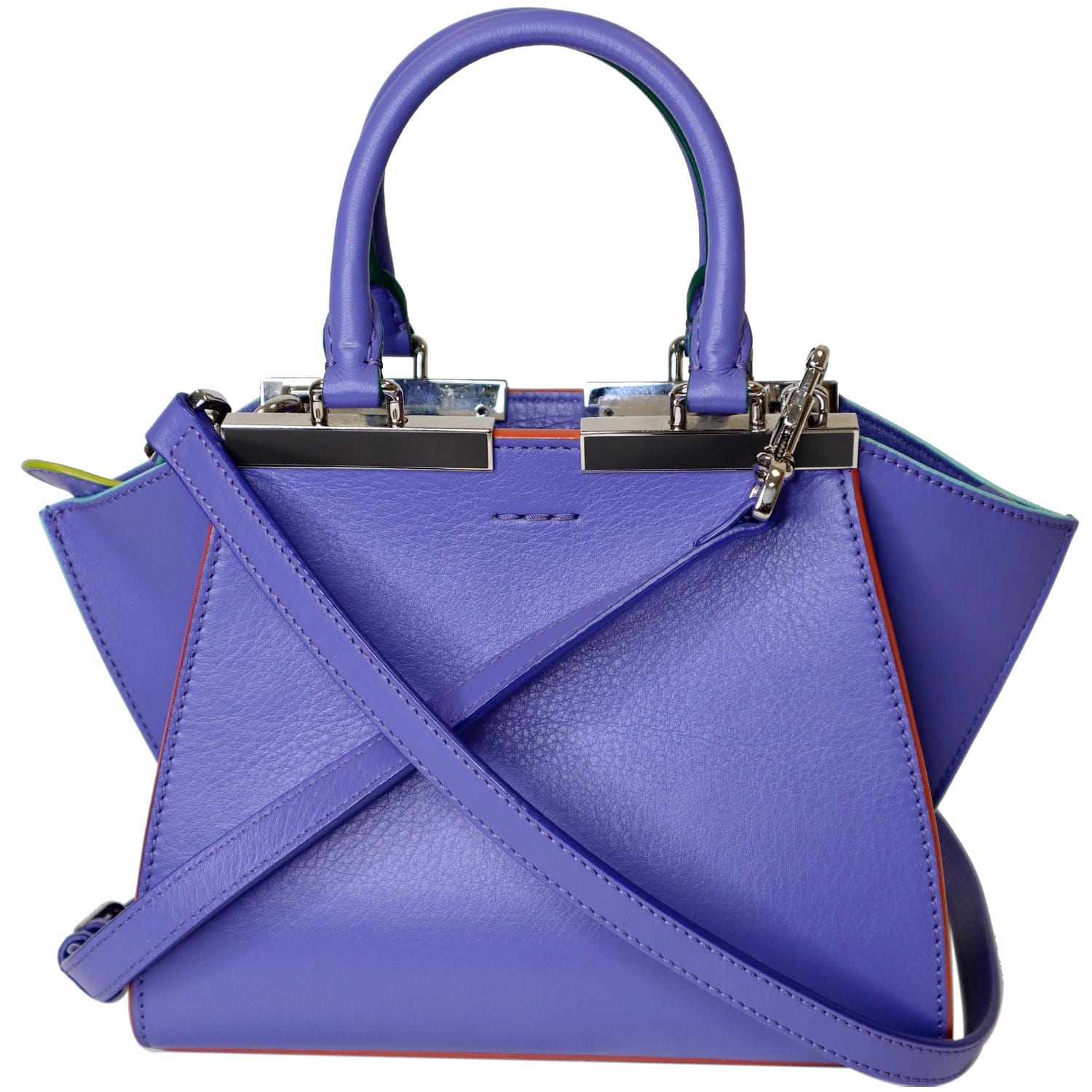 FENDI 3 Jours Mini Calfskin Leather Crossbody Bag Iris