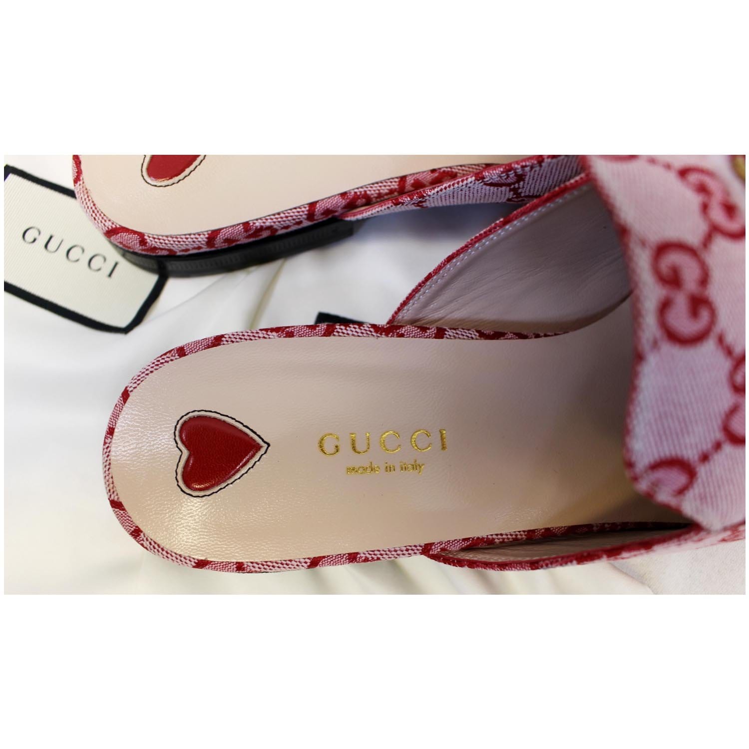 GUCCI Princetown GG Canvas Horsebit Slippers Red US 9