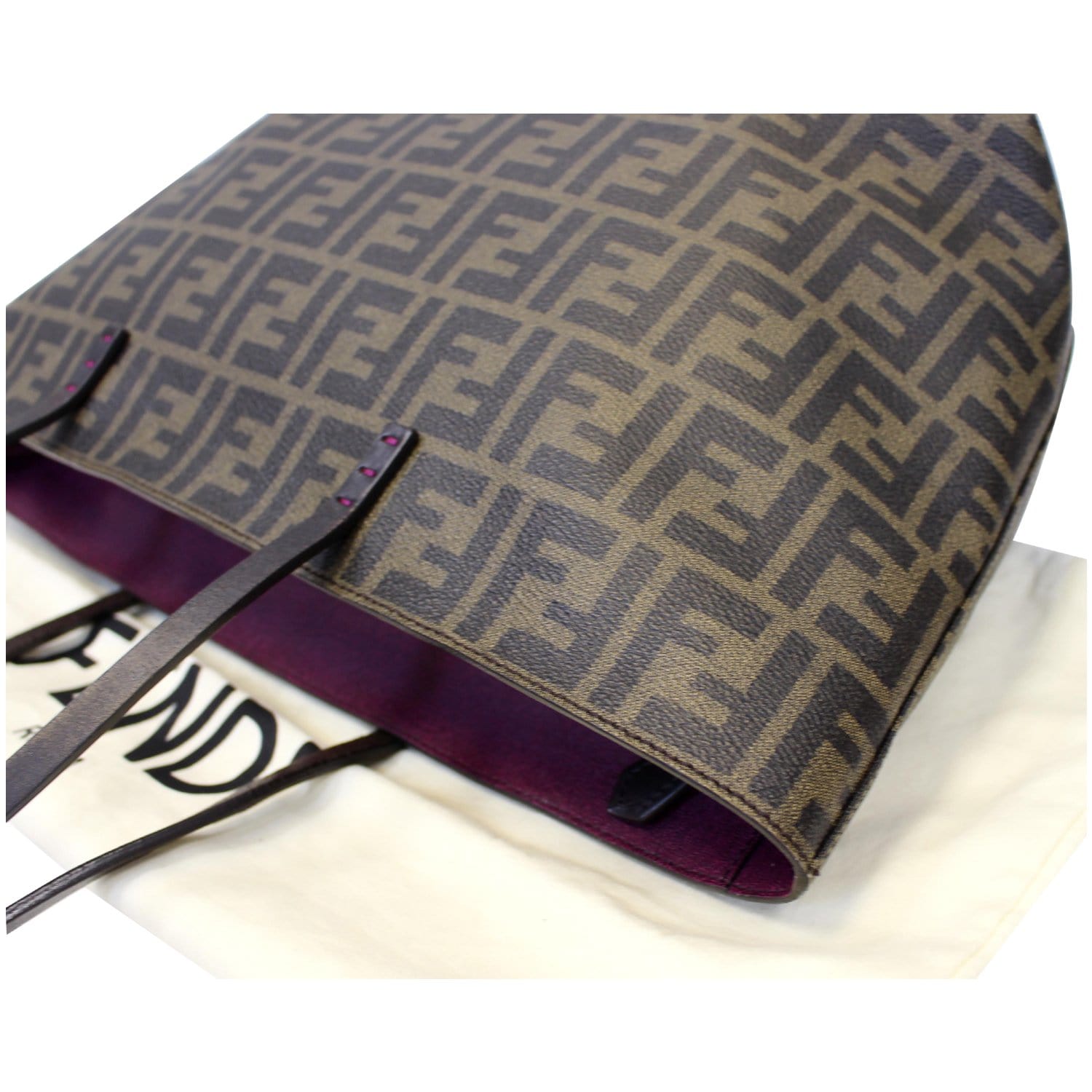 FENDI Zucca Print Canvas Small Roll Tote Bag Brown