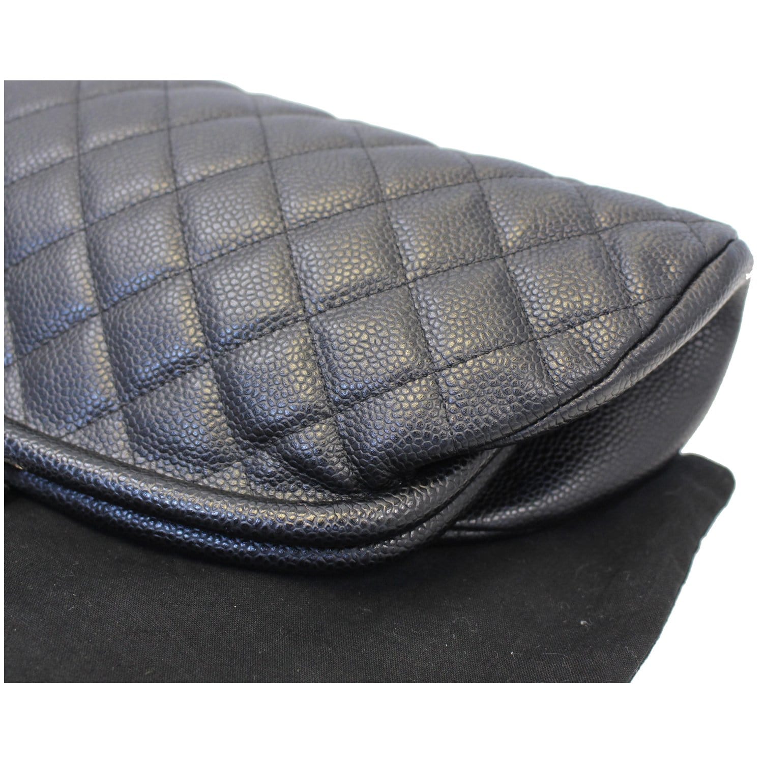 CHANEL Timeless Caviar Quilted Leather Clutch Black