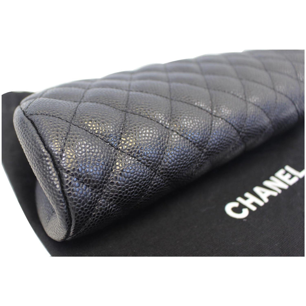 CHANEL Timeless Caviar Quilted Leather Clutch Black