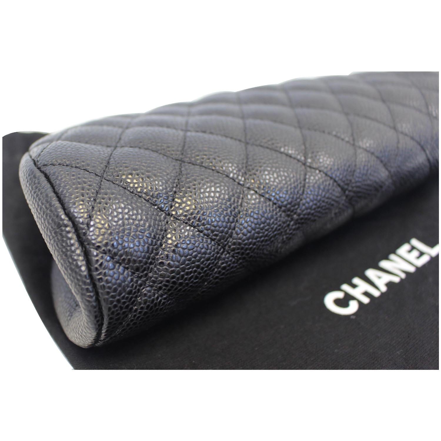 CHANEL Timeless Caviar Quilted Leather Clutch Black