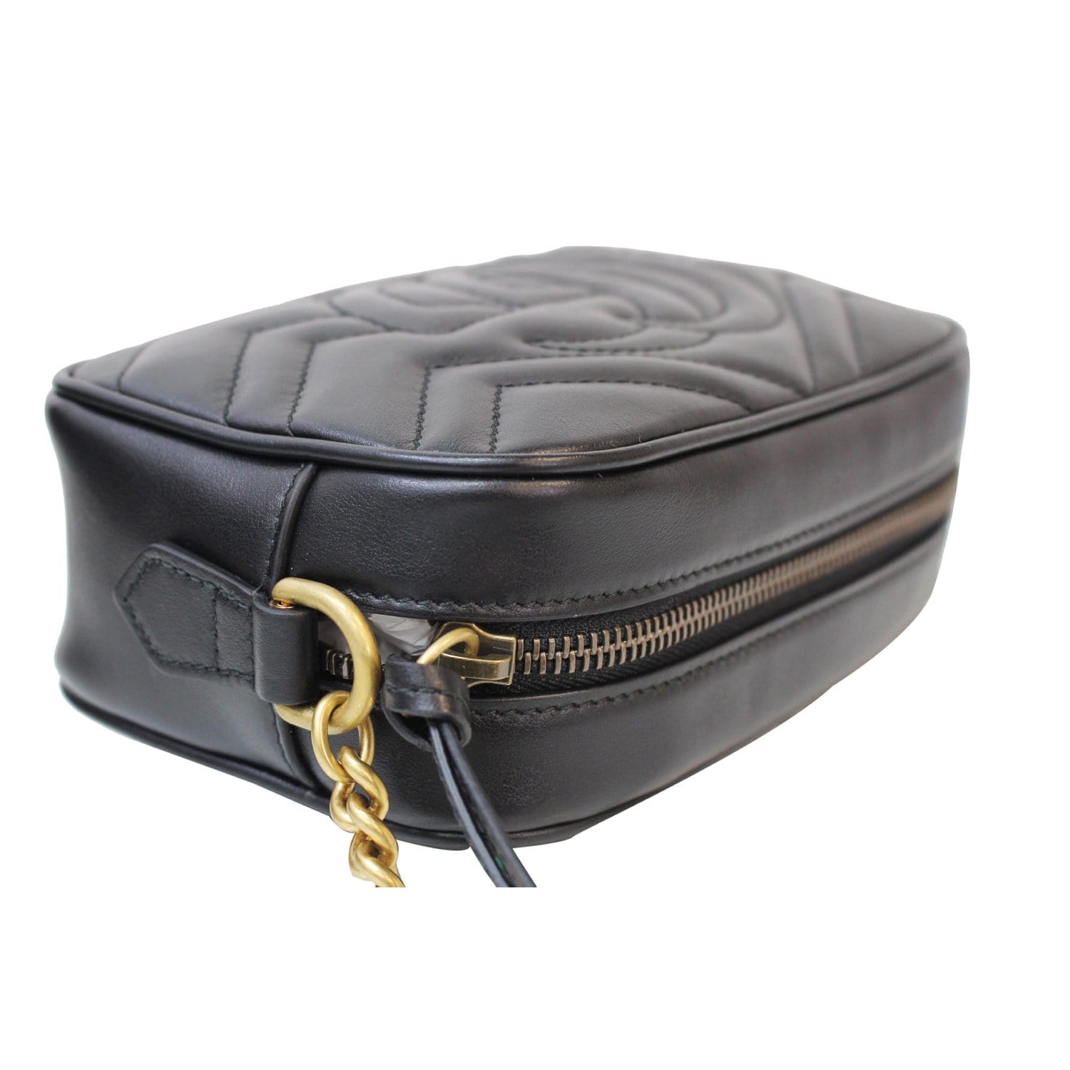 GUCCI GG Marmont Matelasse Mini Leather Crossbody Bag Black 448065