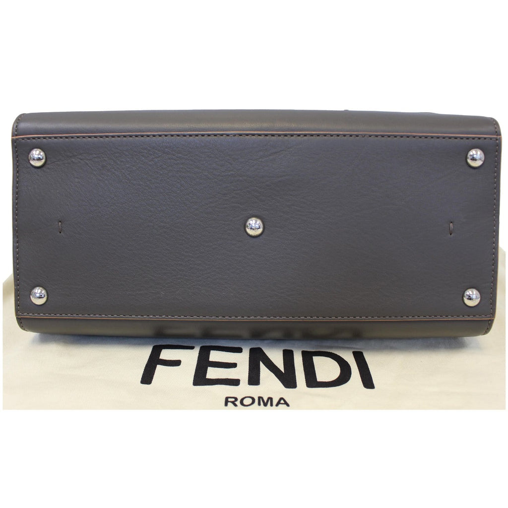FENDI Petite 3Jours Calfskin Leather Tote Bag Dark Grey