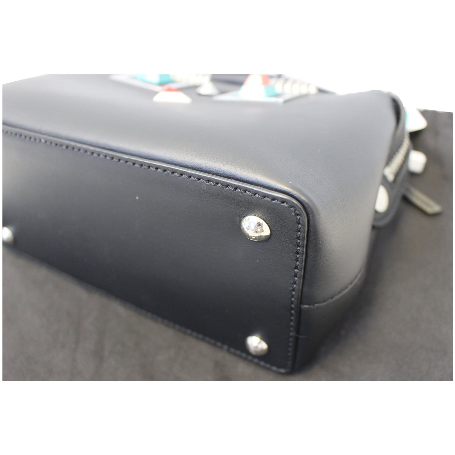 FENDI DotCom Faces Click Top Handle Embellished Leather Shoulder Handbag - Last Call