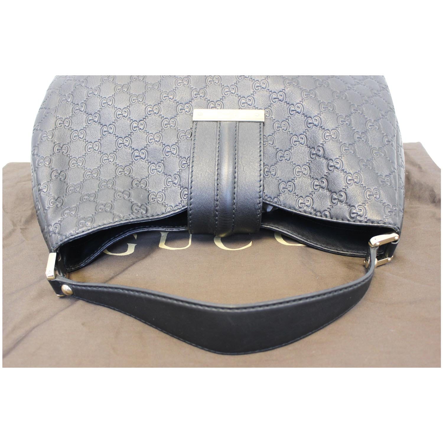 GUCCI New Web Guccissima Leather Hobo Bag Black 233604