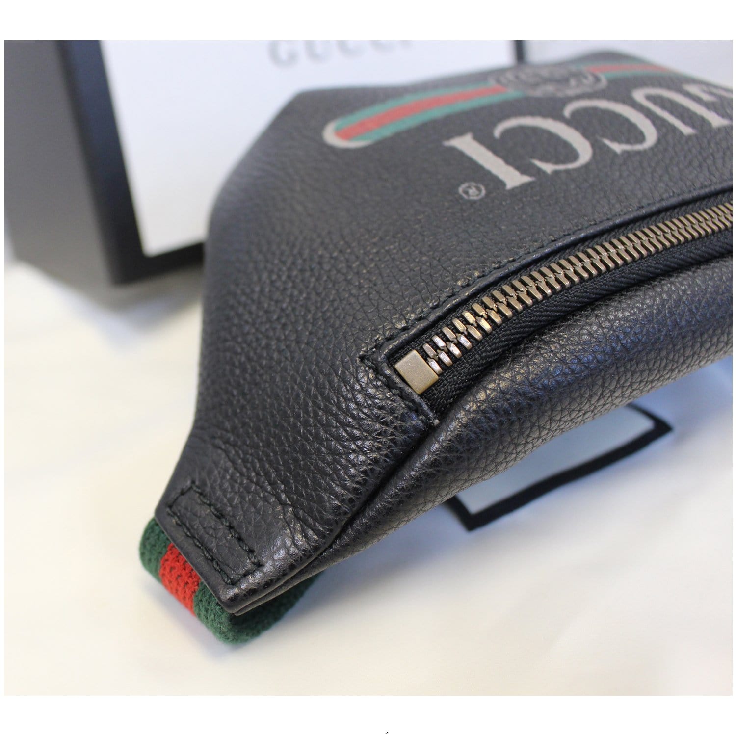 GUCCI Print Leather Black Belt Waist Bum Bag 527792