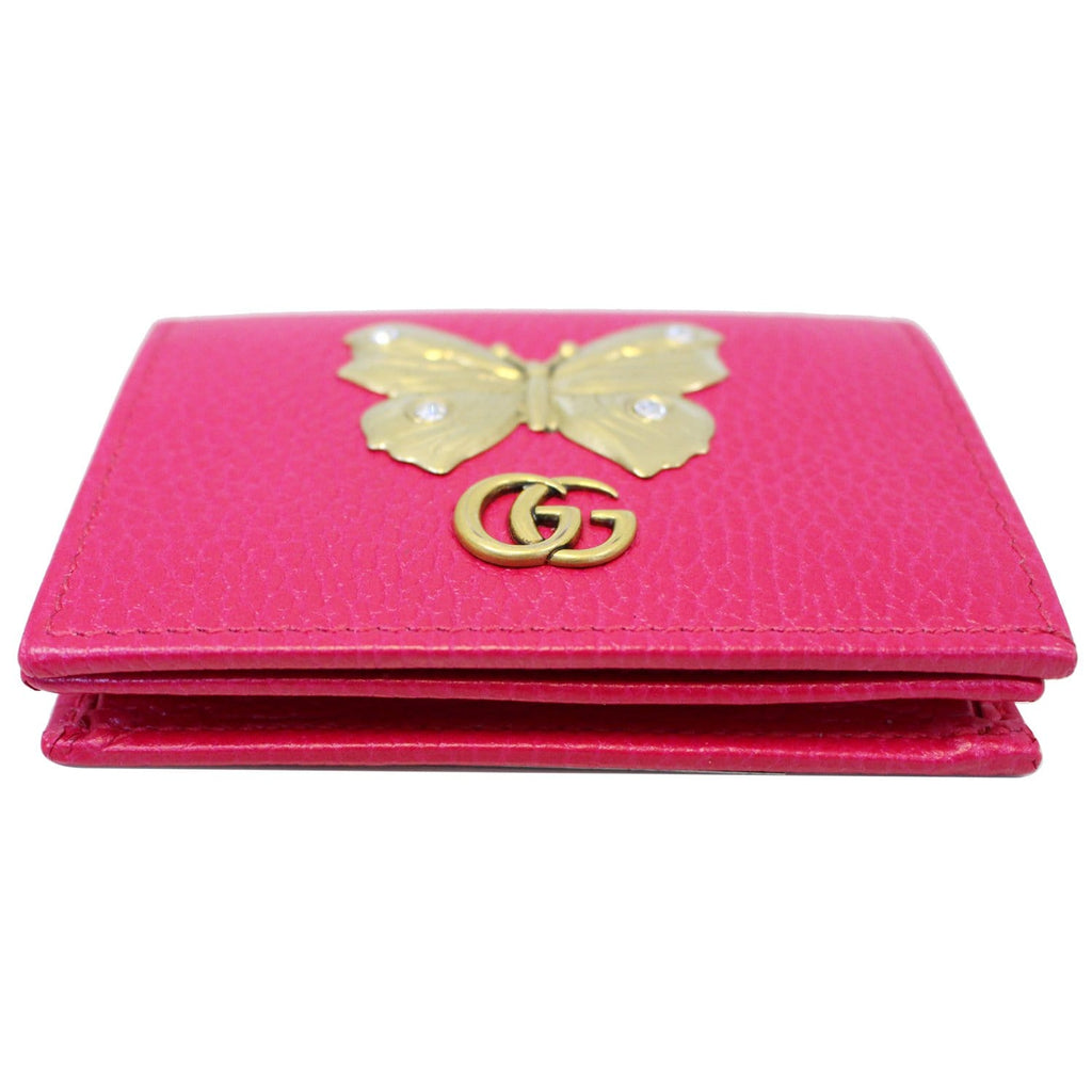 GUCCI Butterfly Leather  Case Wallet Pink 499361