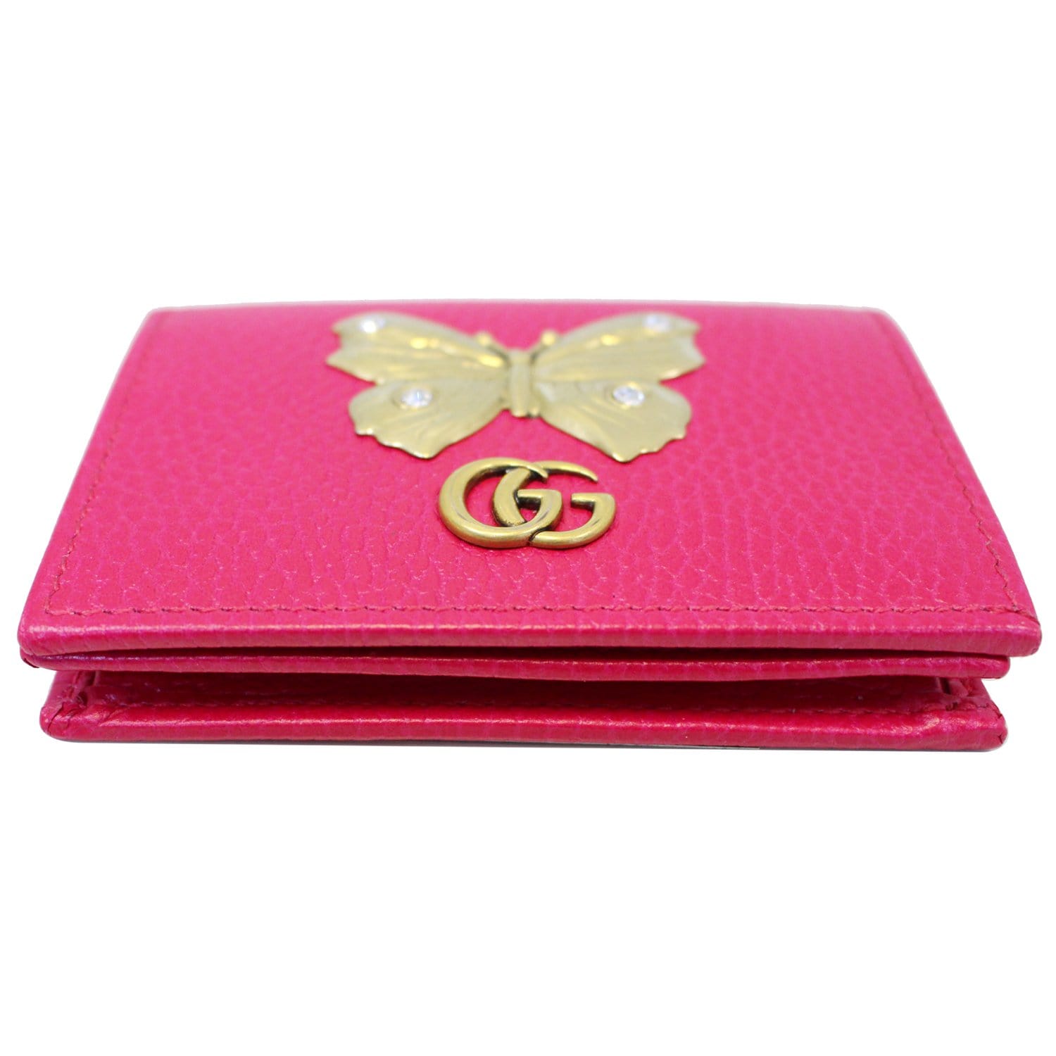 GUCCI Butterfly Leather  Case Wallet Pink 499361