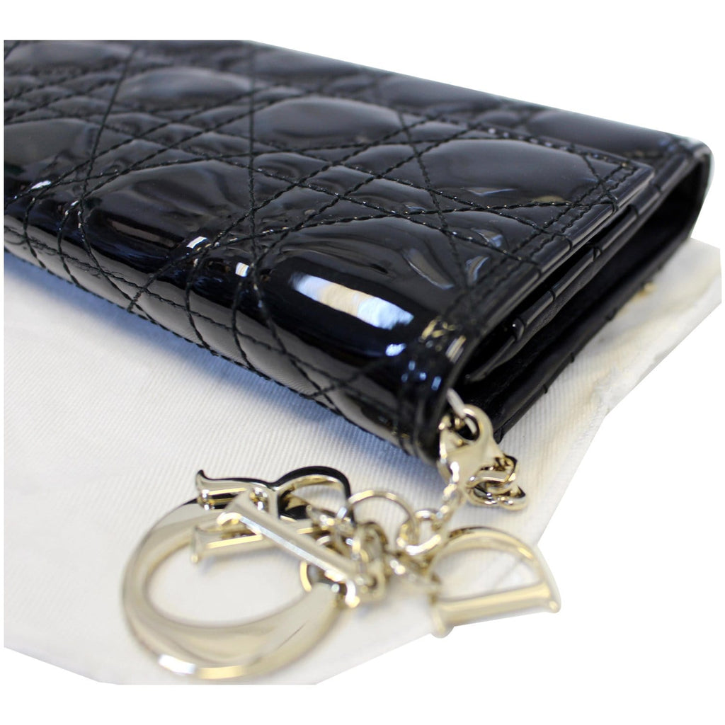 CHRISTIAN DIOR Lady Dior Croisiere Cannage Lambskin Chain Wallet Black