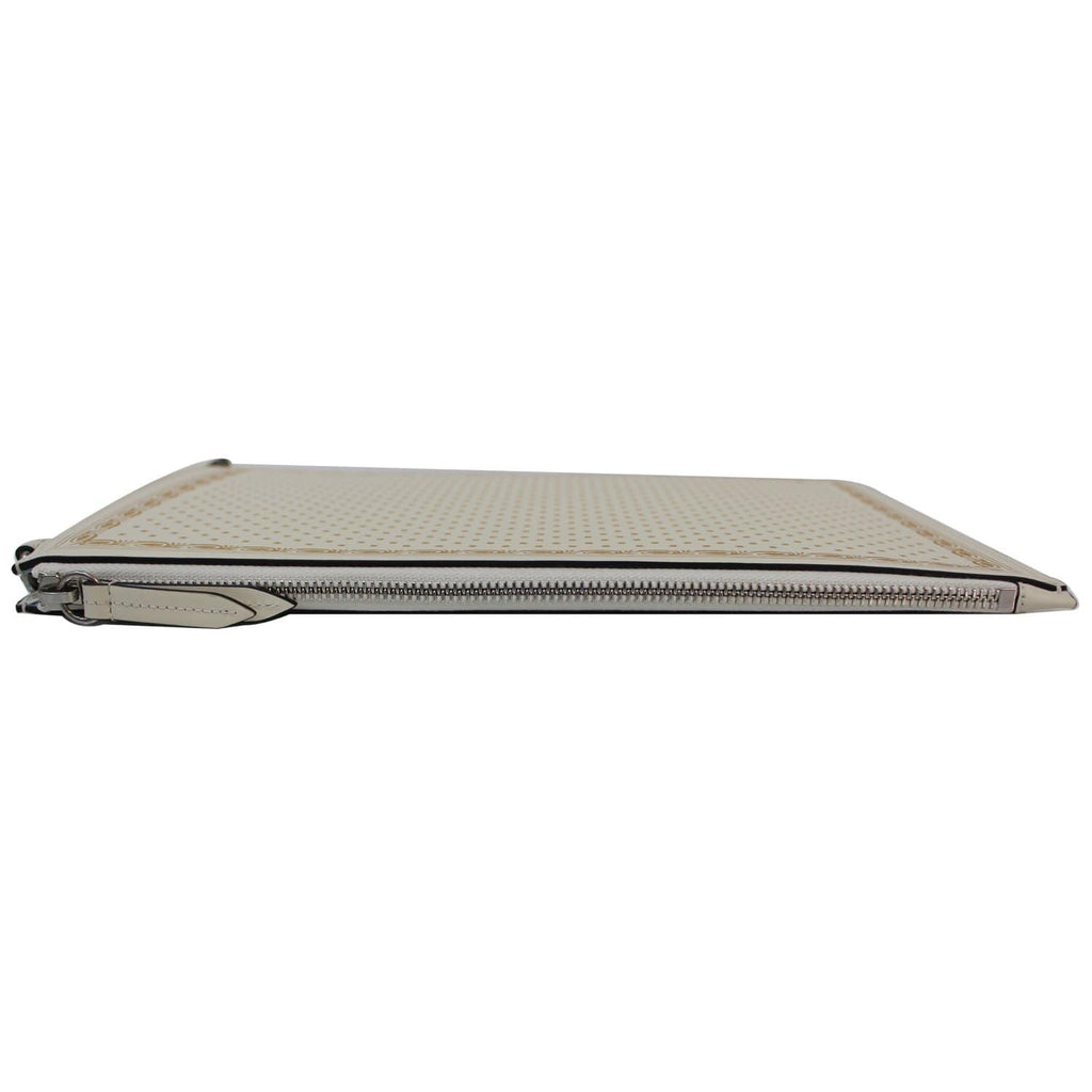 GUCCI GUCCY Star Print Leather Clutch Bag White 510489