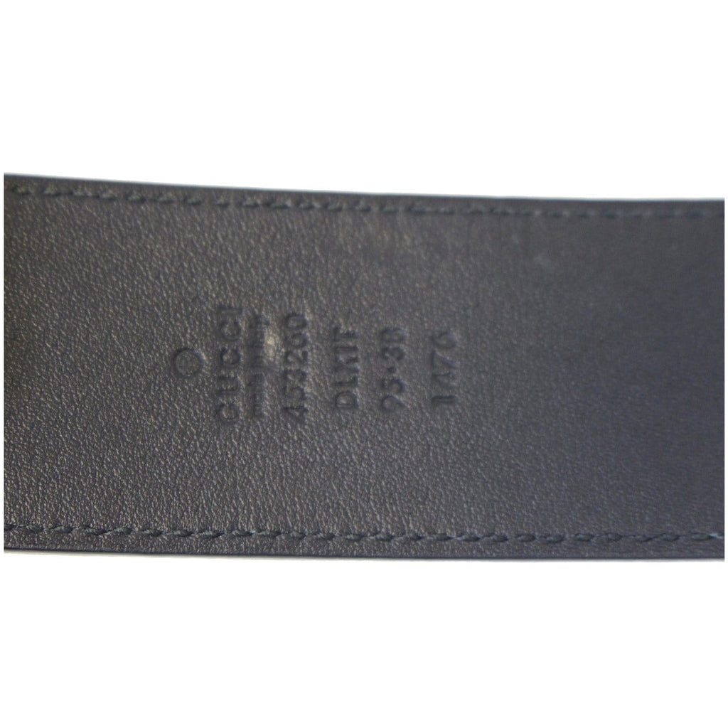 GUCCI Pearl Double G Black Leather Belt Size 44