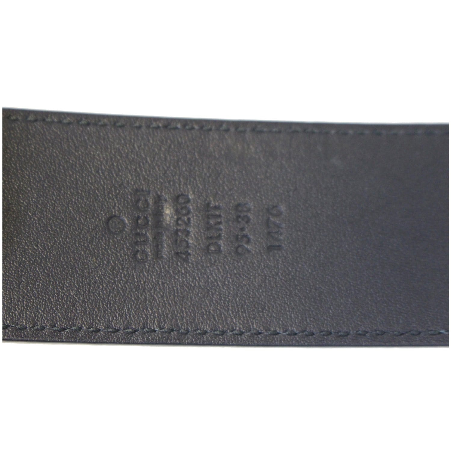 GUCCI Pearl Double G Black Leather Belt Size 44
