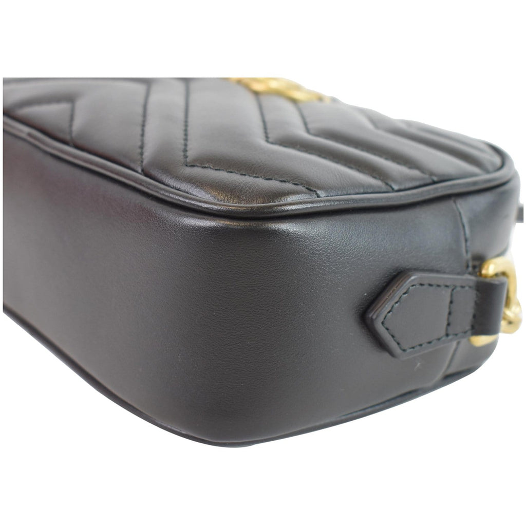 GUCCI GG Marmont Matelasse Mini Leather Shoulder Bag Black 448065
