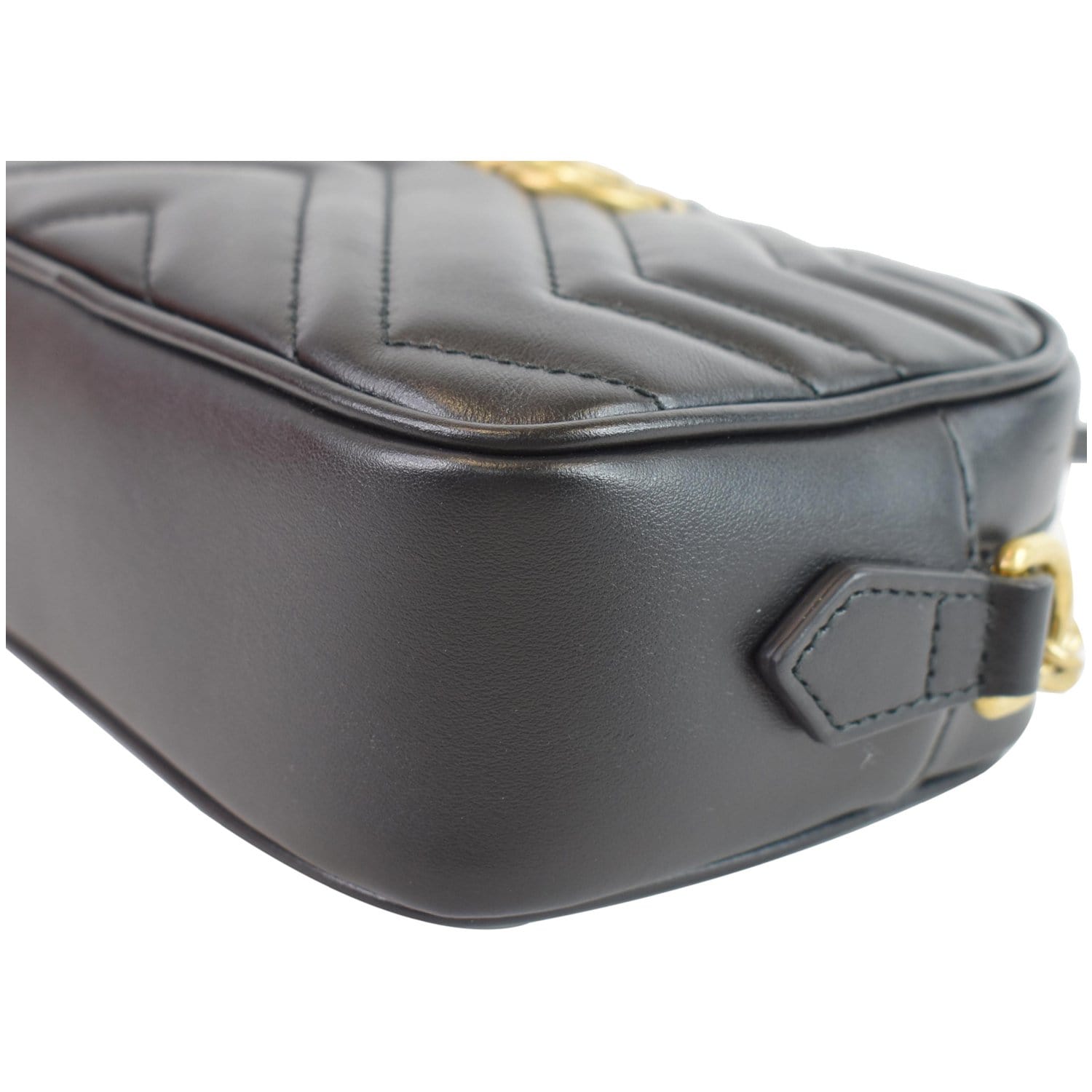 GUCCI GG Marmont Matelasse Mini Leather Shoulder Bag Black 448065