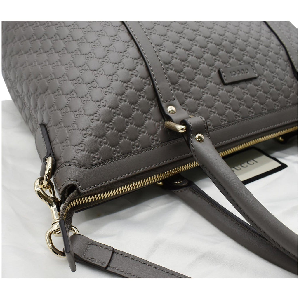 GUCCI Convertible GG Microguccissima Leather Satchel Bag Grey 449656