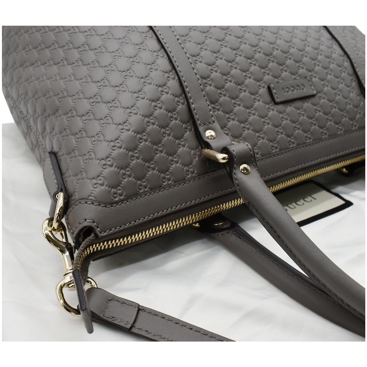 GUCCI Convertible GG Microguccissima Leather Satchel Bag Grey 449656