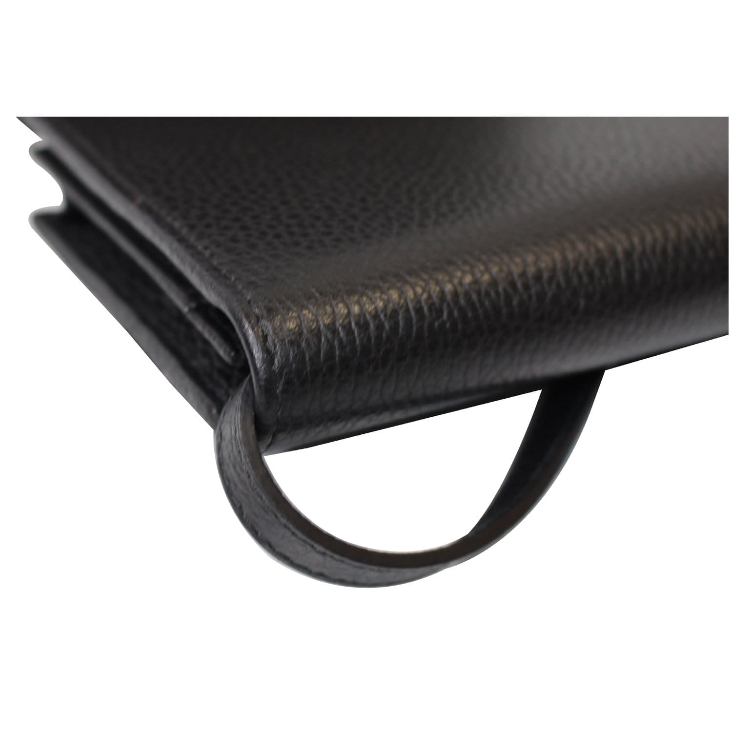 GUCCI Textured Leather Swing Crossbody Clutch Bag Black 368231