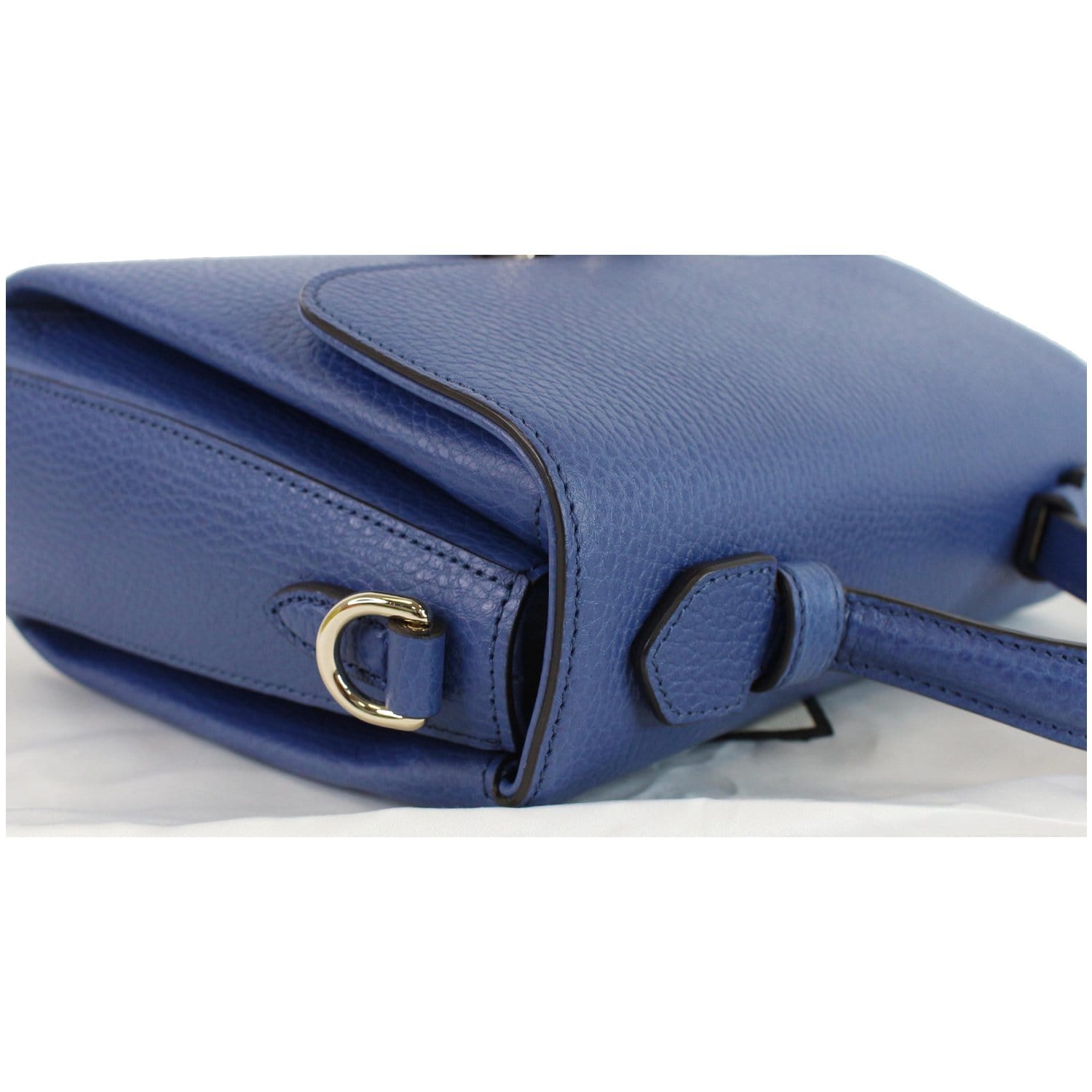 GUCCI GG Interlocking Leather Chain Shoulder Bag Blue 510302