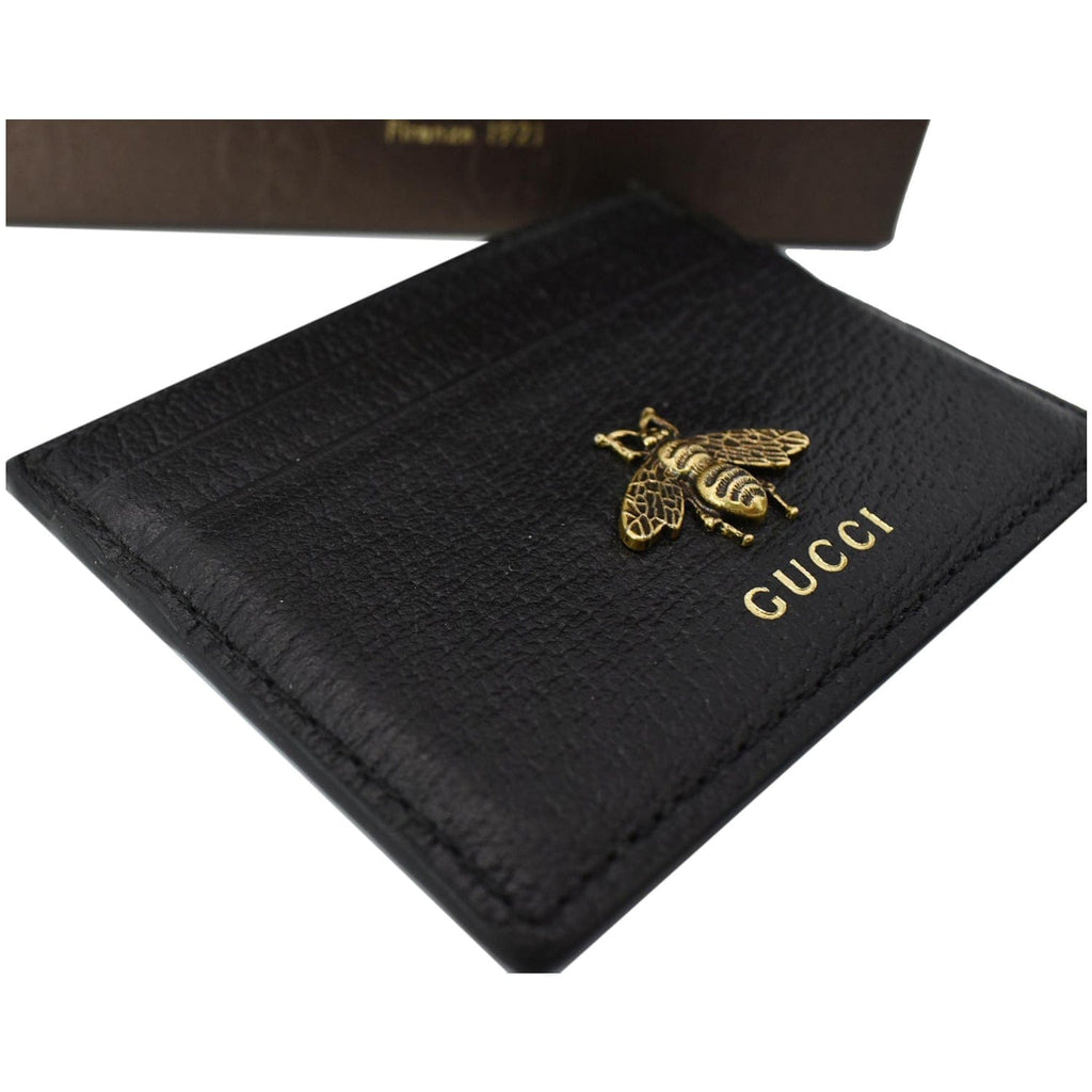 GUCCI Animalier Bee Leather  Case Black 523685