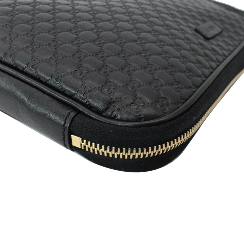 GUCCI Microguccissima Leather Clutch Bag Black 607726