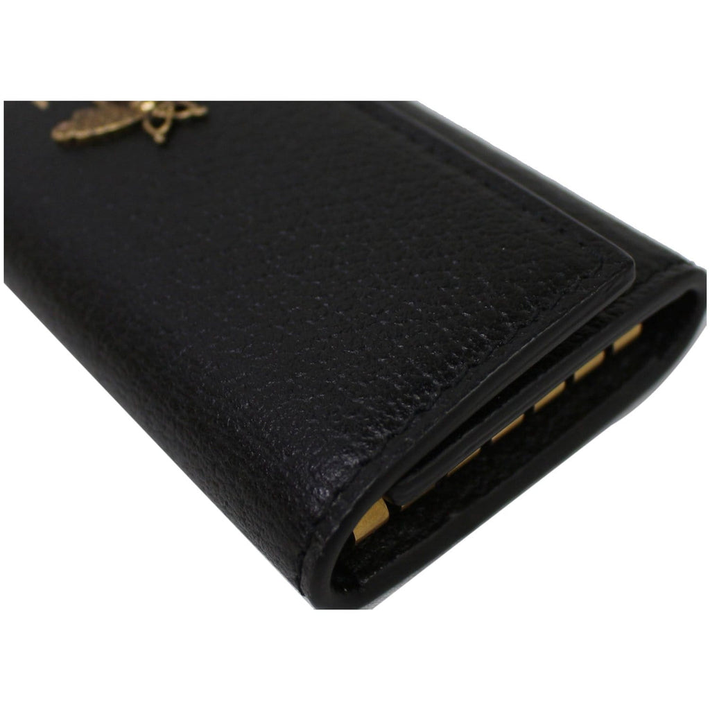GUCCI Animalier Bee Leather Key Case Black 523683