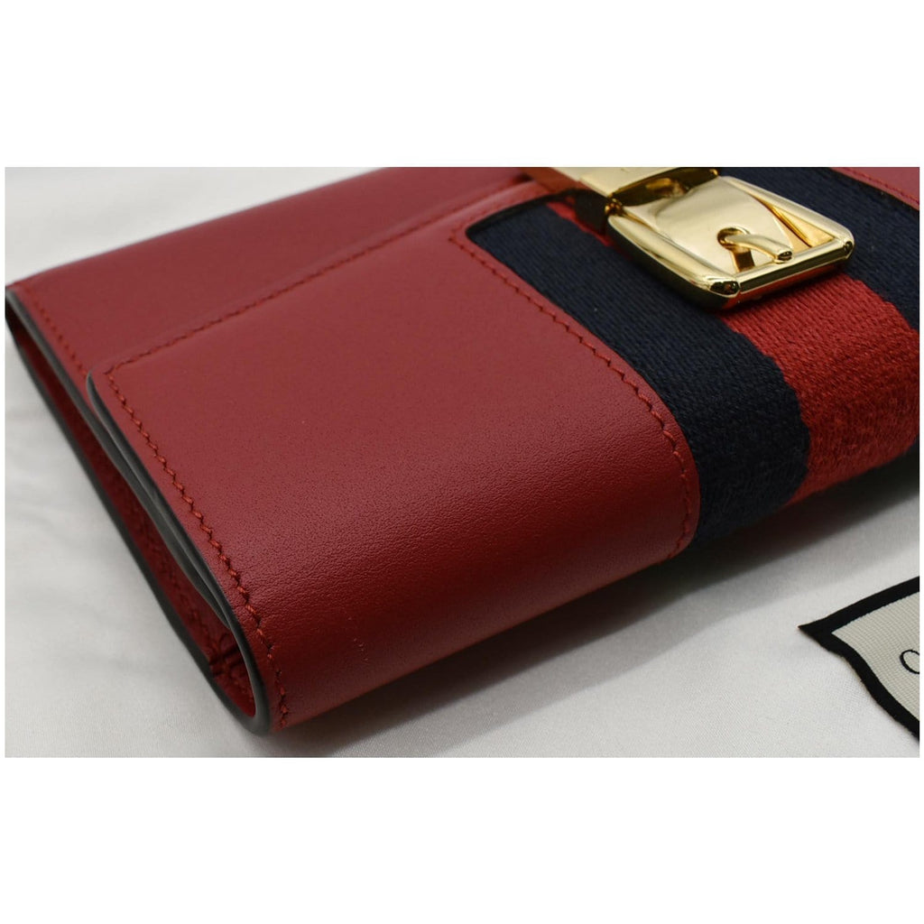 GUCCI Sylvie Continental Leather Wallet Red 476084 - Final Sale