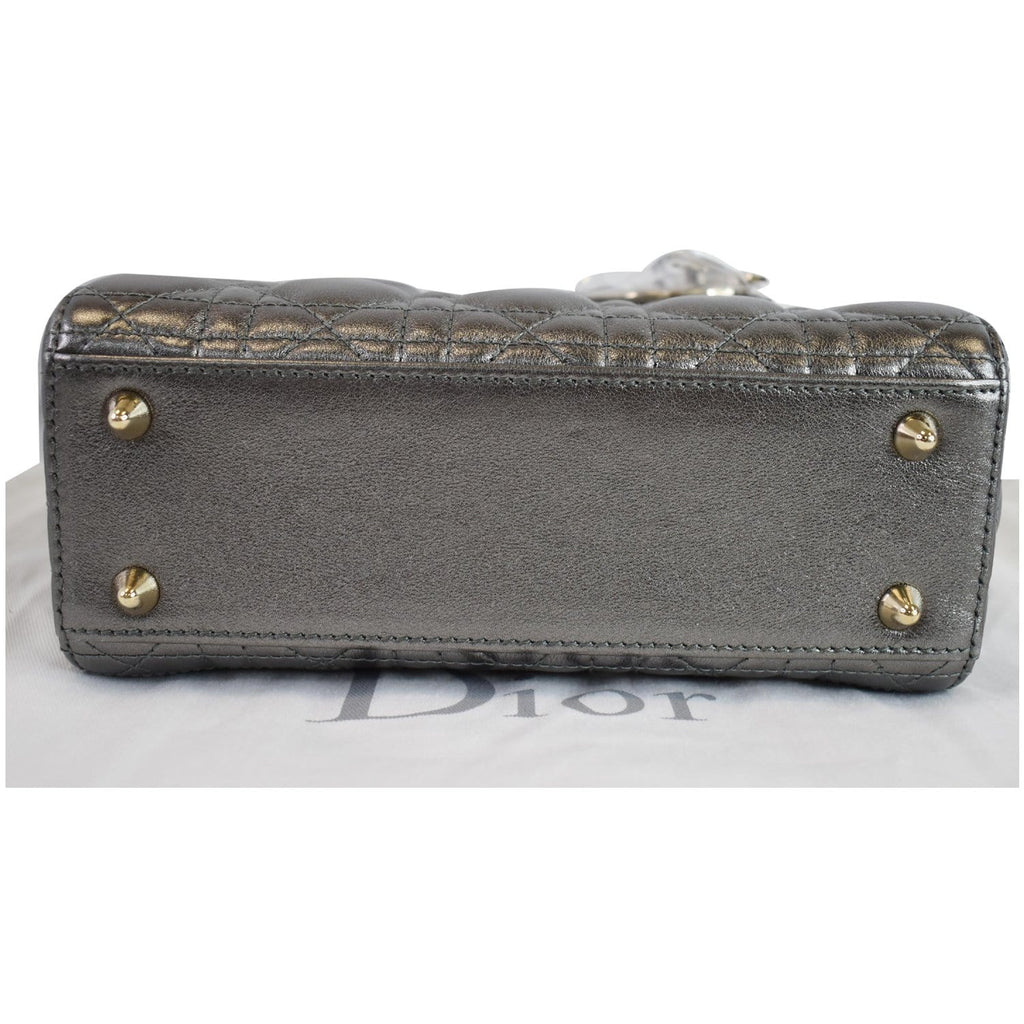 CHRISTIAN DIOR My ABCDior Grained Calfskin Shoulder Bag Gunmetal