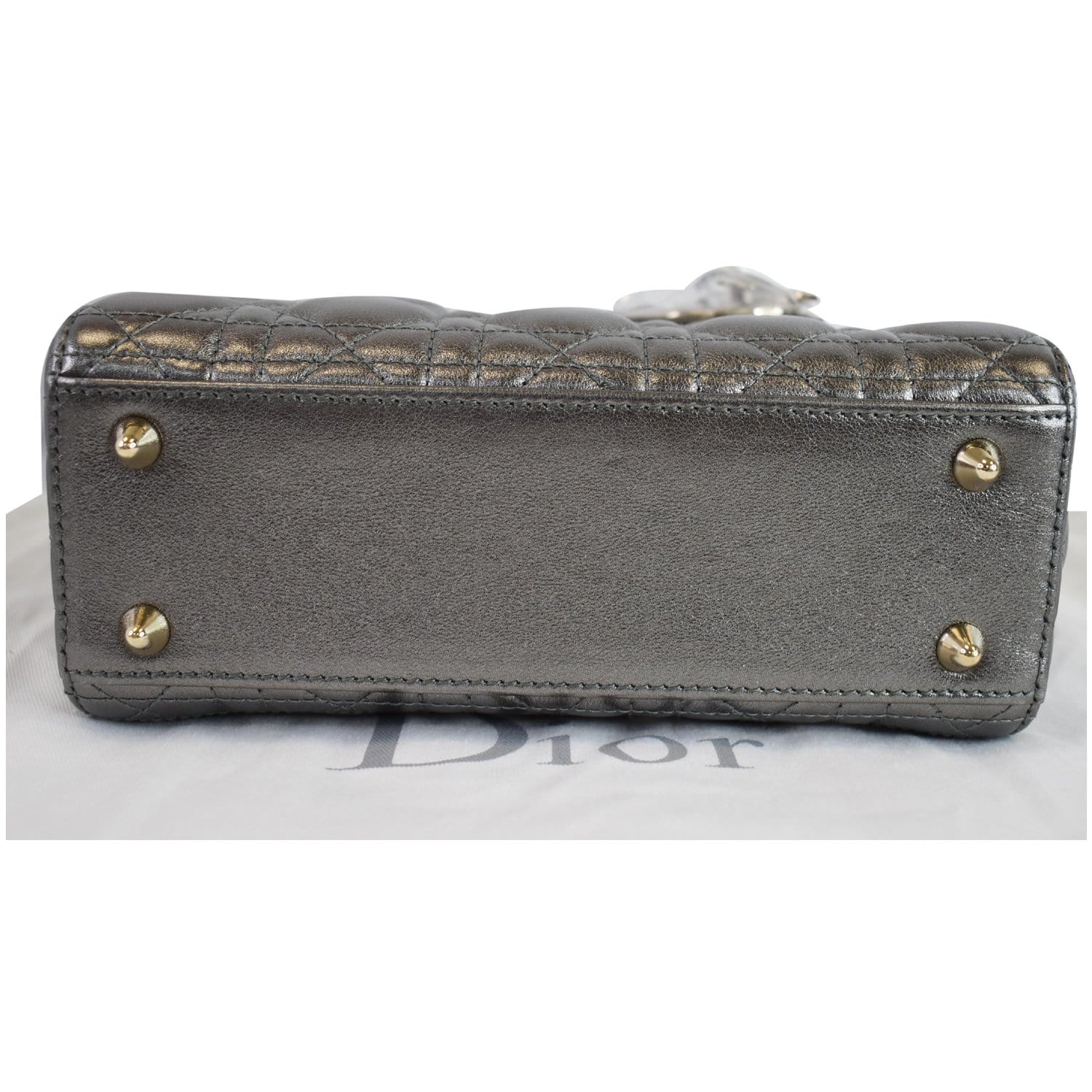 CHRISTIAN DIOR My ABCDior Grained Calfskin Shoulder Bag Gunmetal