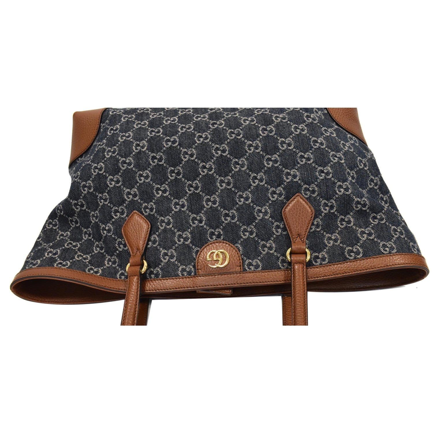 GUCCI Ophidia GG Medium Jacquard Denim Tote Bag Dark Blue 631685