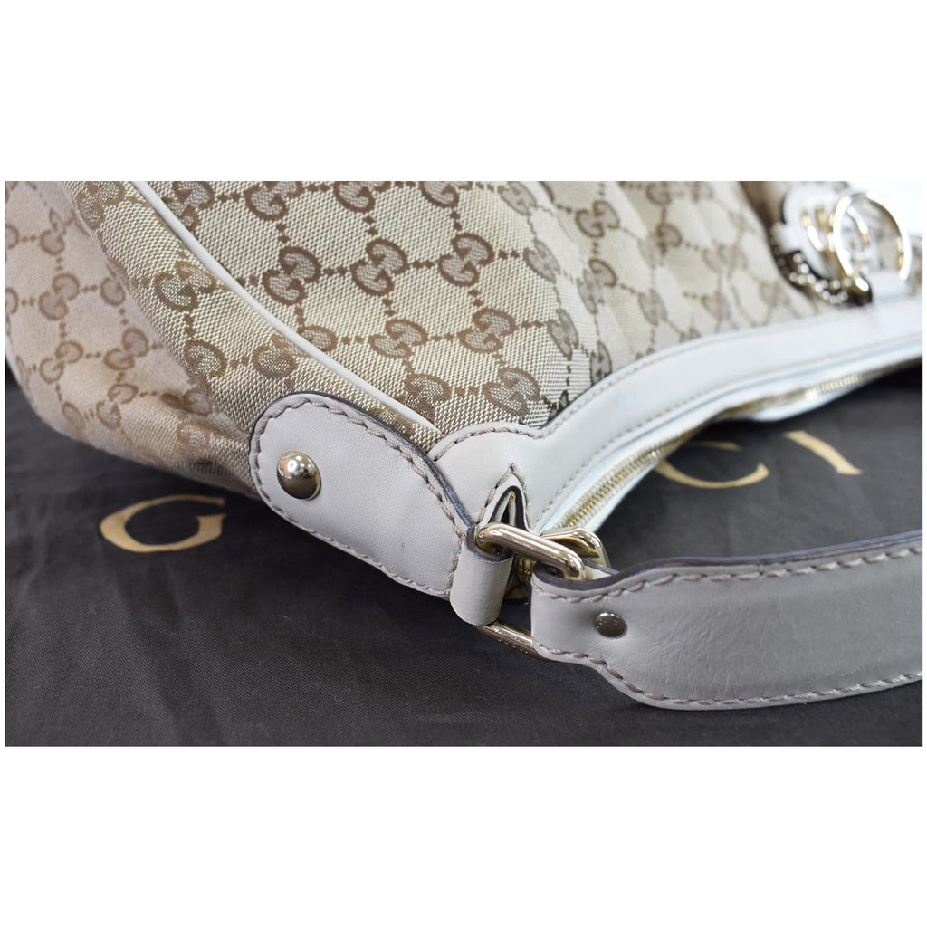 GUCCI Medium Sukey GG Canvas Hobo Bag Beige 232955