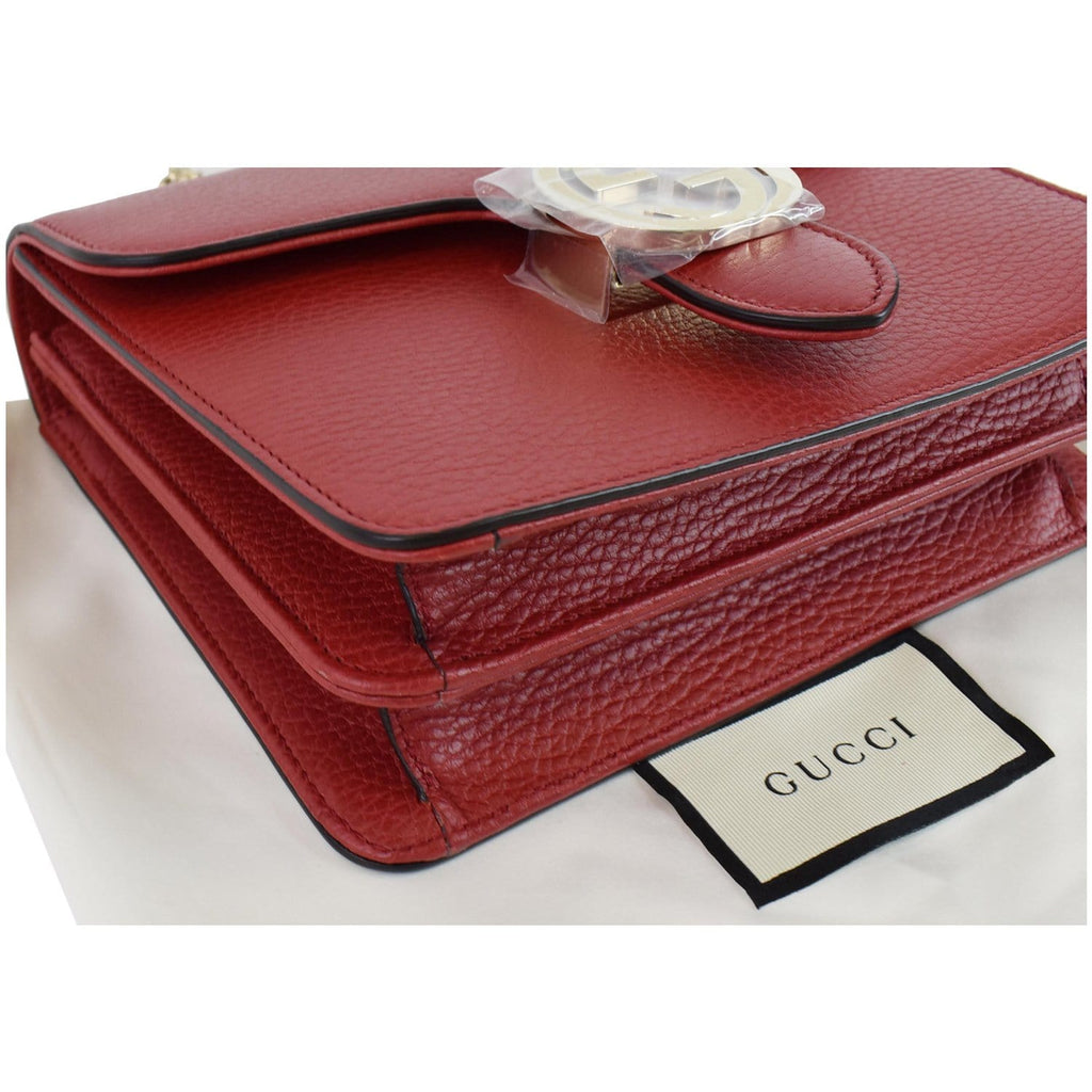 GUCCI Interlocking GG Leather Crossbody Bag Red 510304