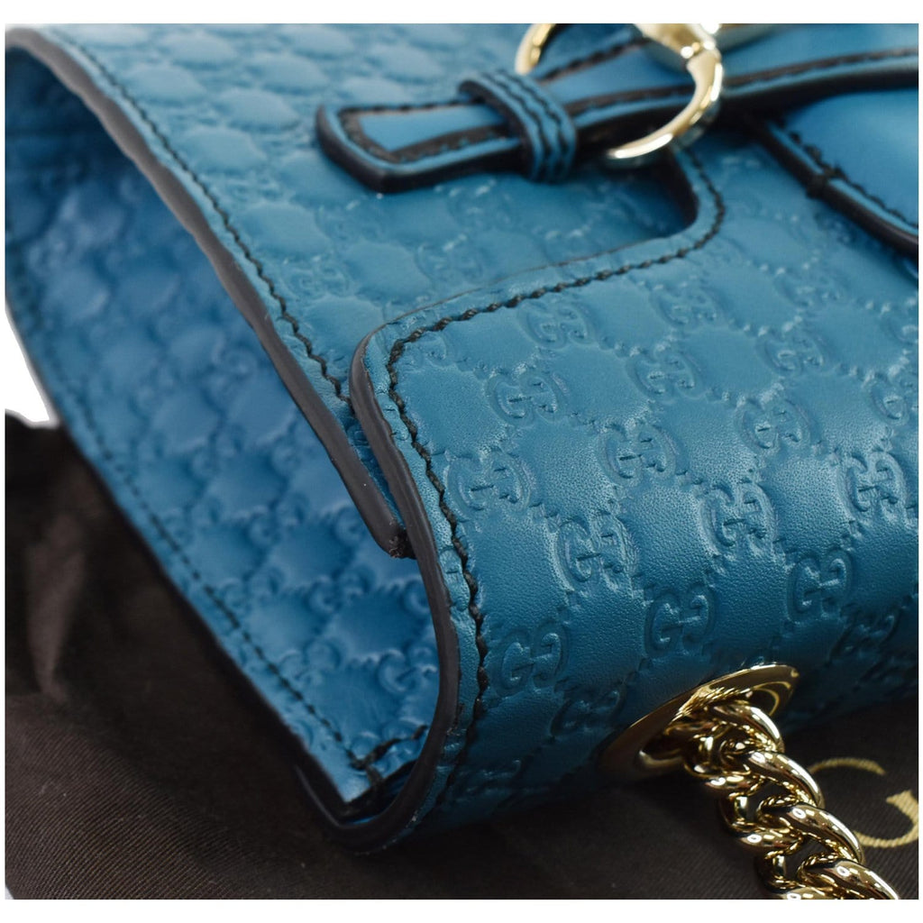 GUCCI Emily Mini Micro GG Guccissima Leather Shoulder Bag Teal