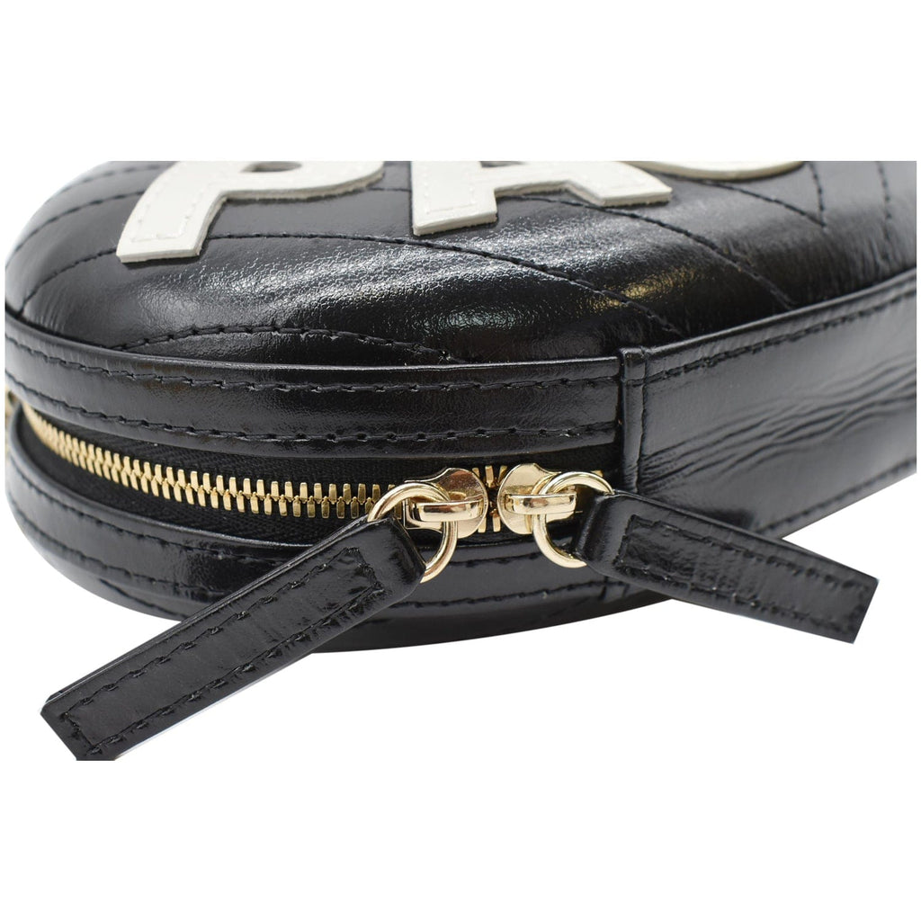 CHANEL La Pausa Embroidered Chevron Leather Chain Clutch Bag Black