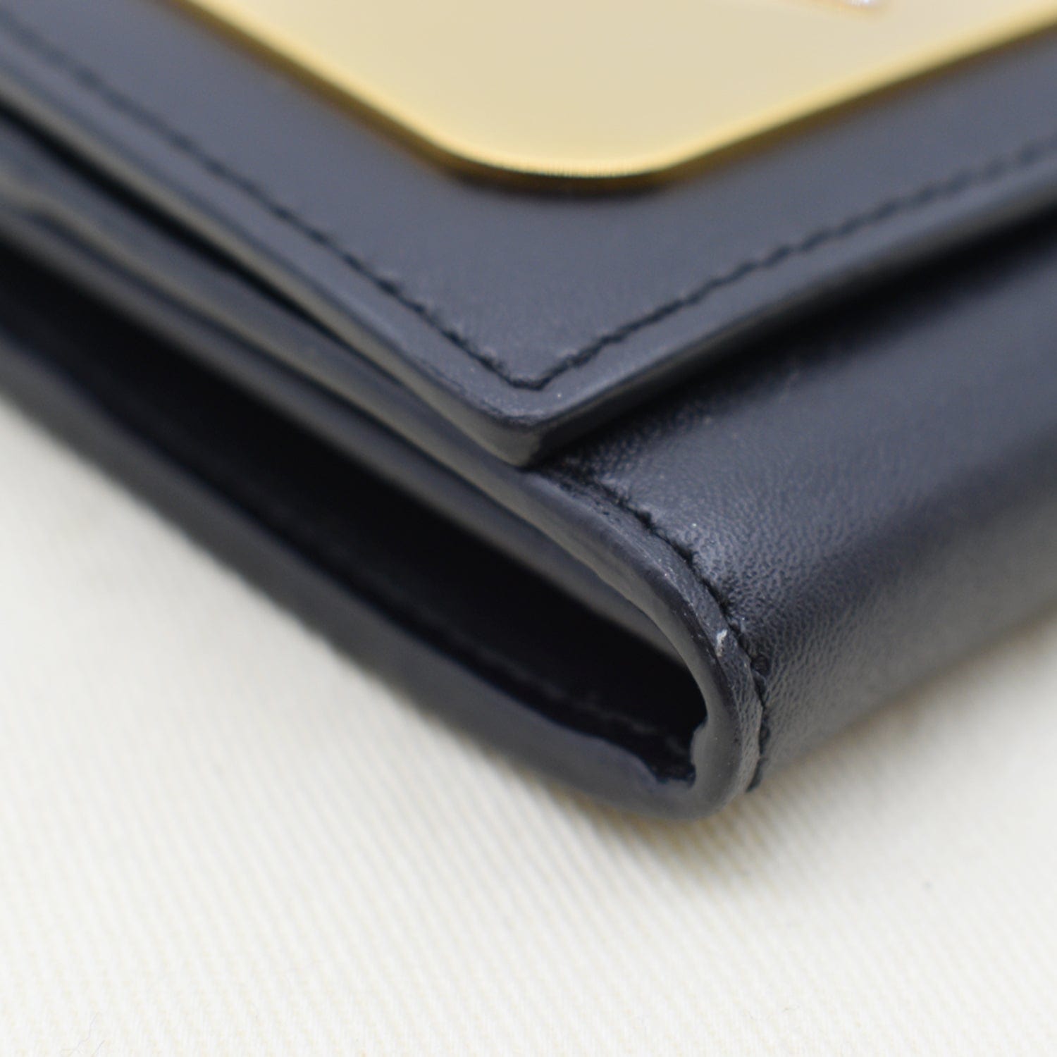 FENDI Monster Eyes Continental Smooth Leather Wallet Black