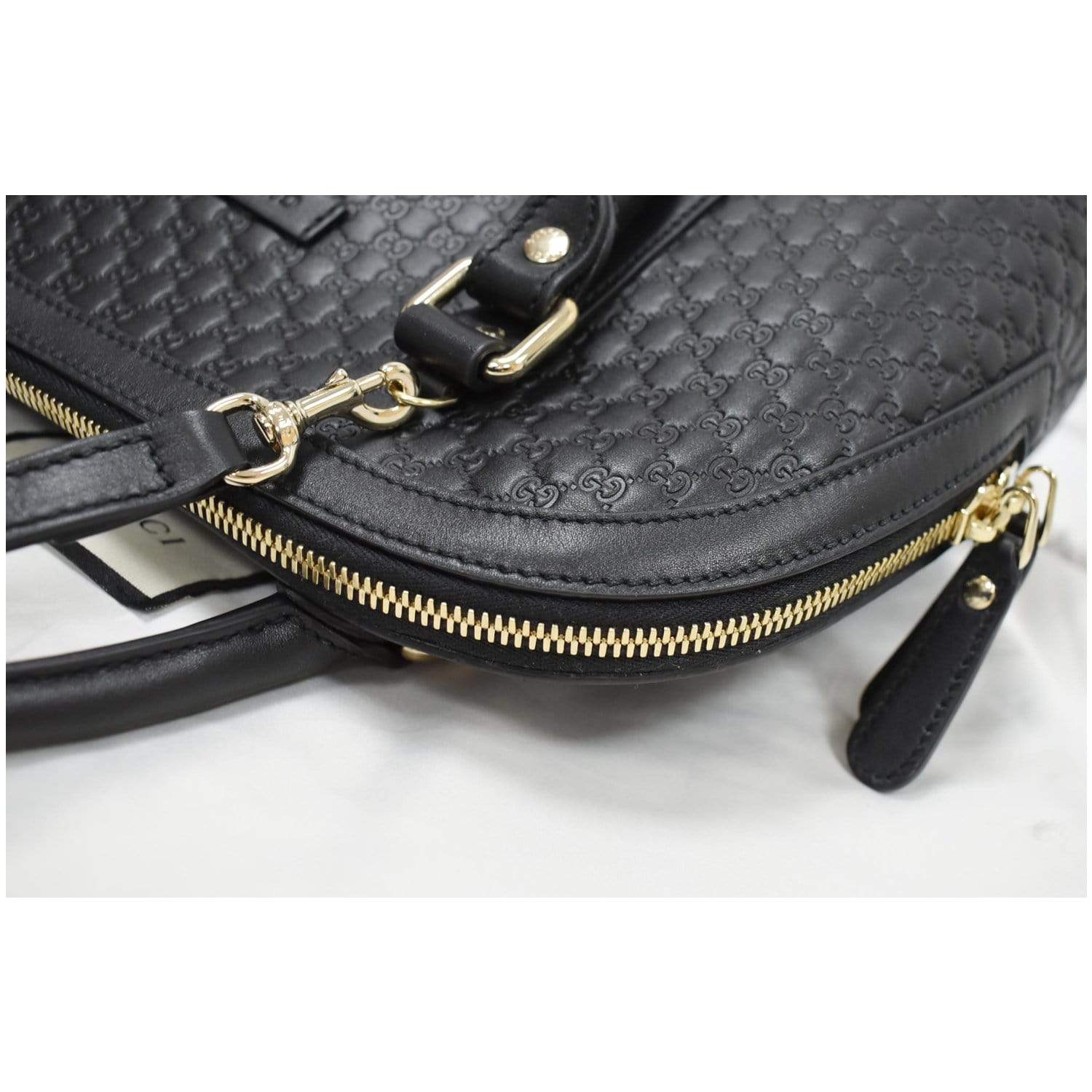 GUCCI Dome Medium Microguccissima Leather Shoulder Bag Black 449663