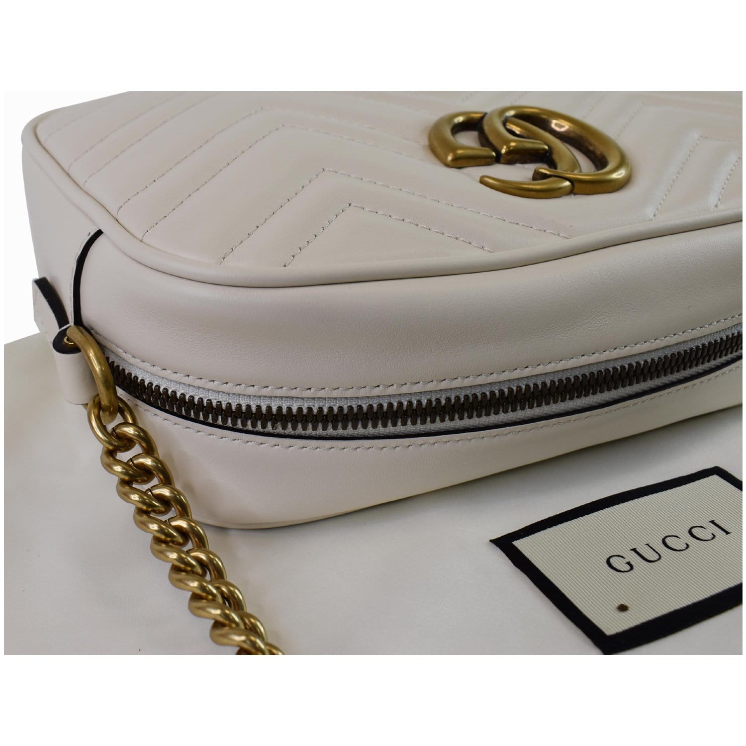 GUCCI GG Marmont Matelasse Small Leather Crossbody Bag White 447632