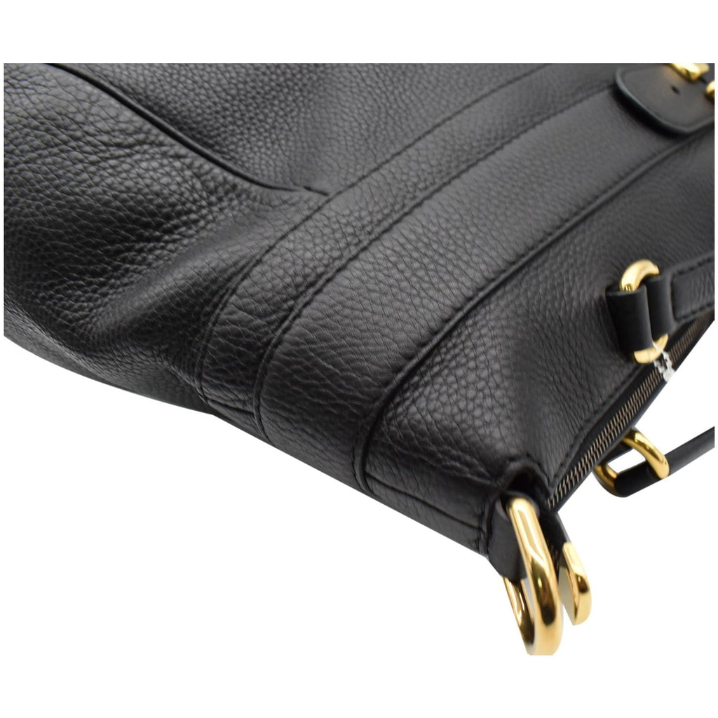 GUCCI Ride Medium Pebbled Leather Top Handle Shoulder Bag Black