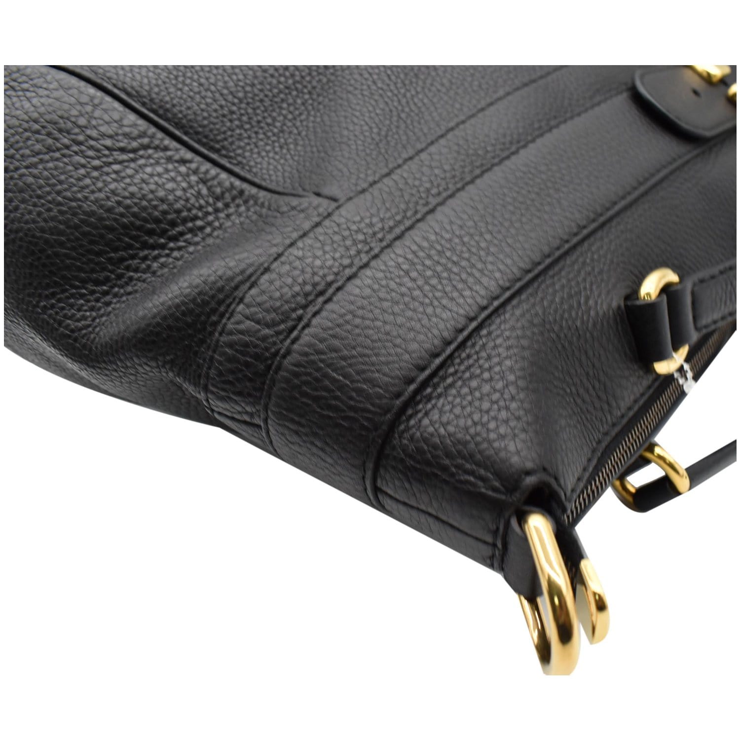 GUCCI Ride Medium Pebbled Leather Top Handle Shoulder Bag Black