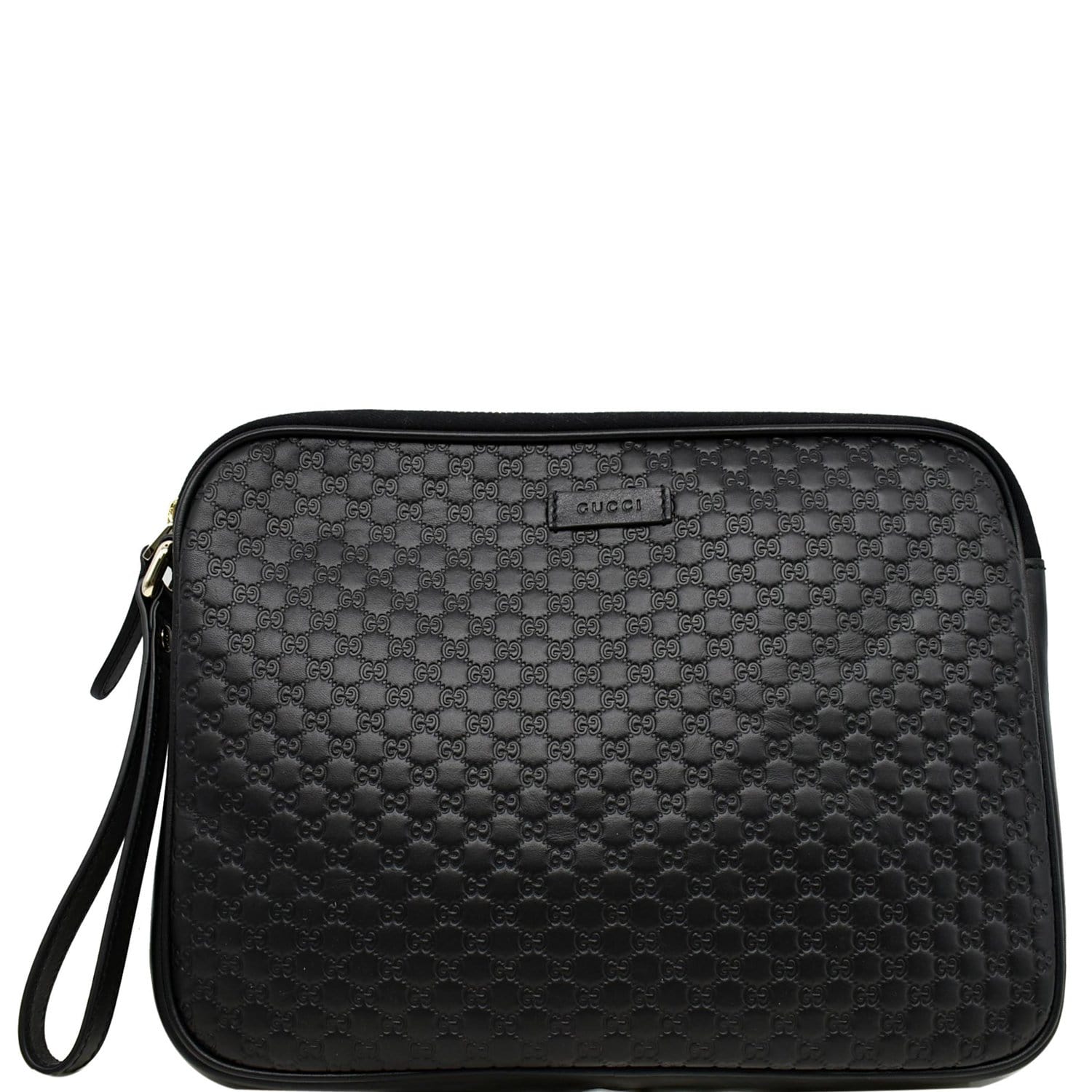 GUCCI Microguccissima Leather Clutch Bag Black 607726